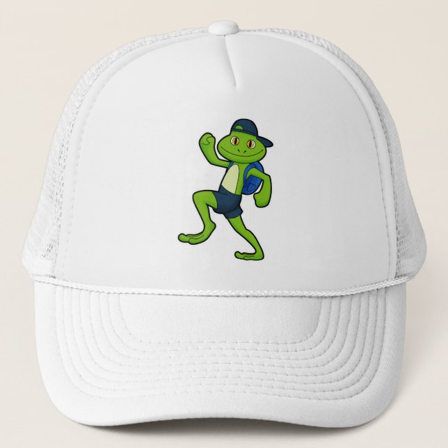 Frog at Running with Backpack & Hat (Front)