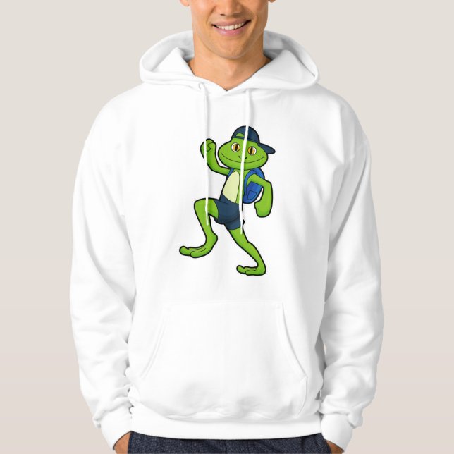 Frog at Running with Backpack & Hat Hoodie (Front)