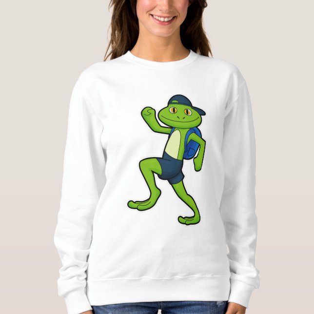 Frog at Running with Backpack & Hat Sweatshirt (Front)