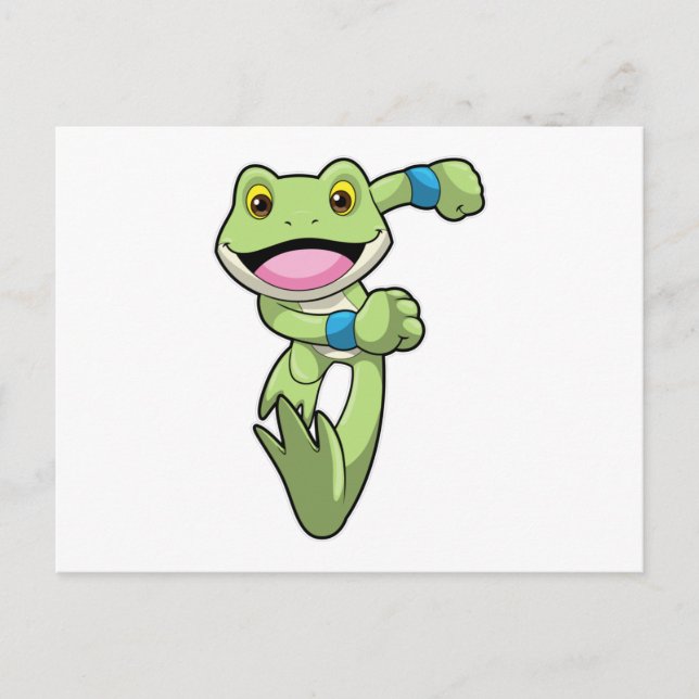 Frog at Running with Sweatband Postcard (Front)