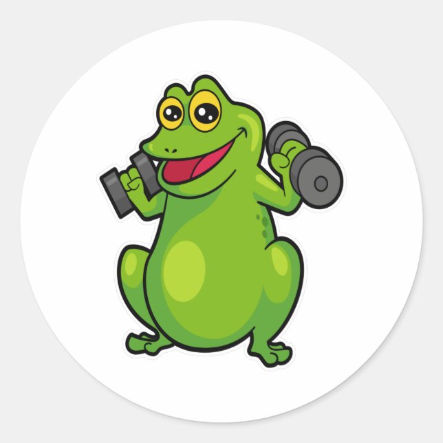 Frog at shoulder training with Dumbbells Classic Round Sticker (Front)