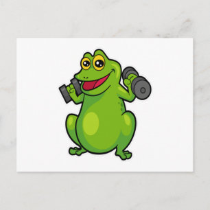 Frog at shoulder training with Dumbbells Postcard