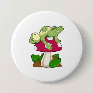 Frog at Sleeping with Mushroom 3 Inch Round Button