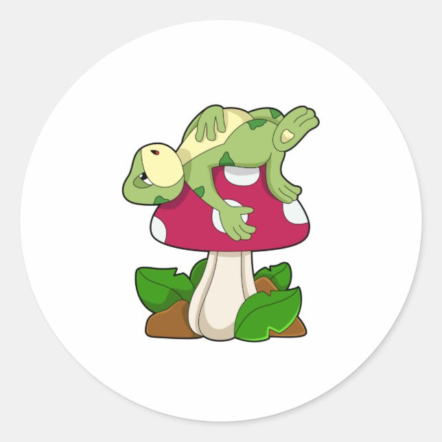 Frog at Sleeping with Mushroom Classic Round Sticker (Front)