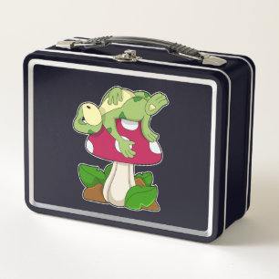 Frog at Sleeping with Mushroom Metal Lunch Box