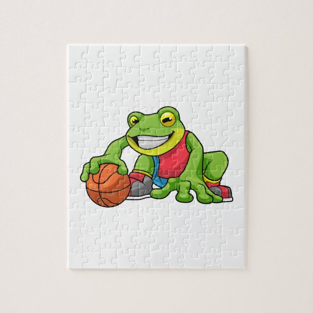 Frog at Sports with Basketball Jigsaw Puzzle (Vertical)