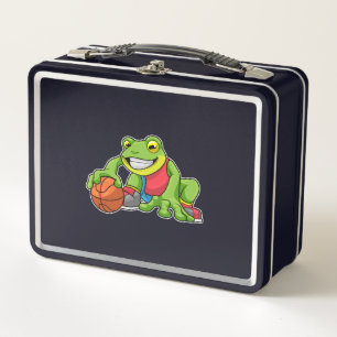 Frog at Sports with Basketball Metal Lunch Box