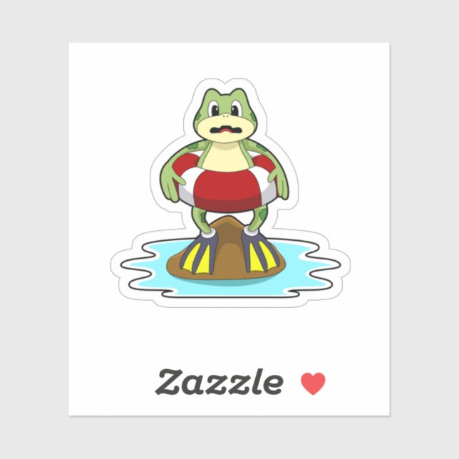 Frog at Swimming with Swim ring (Sheet)