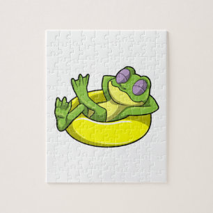 Frog at Swimming with Swim ring Jigsaw Puzzle