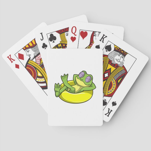 Frog at Swimming with Swim ring Playing Cards (Back)