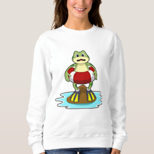 Frog at Swimming with Swim ring Sweatshirt