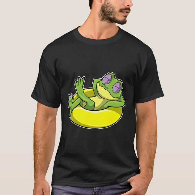 Frog at Swimming with Swim ring T-Shirt (Front)