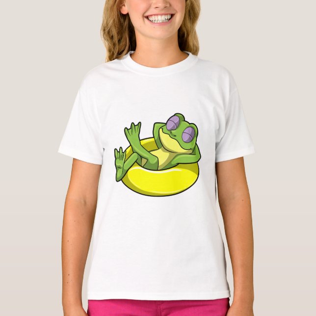 Frog at Swimming with Swim ring T-Shirt (Front)