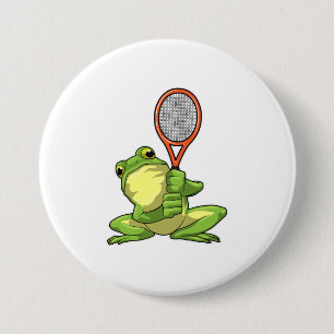 Frog at Tennis with Tennis racket 3 Inch Round Button