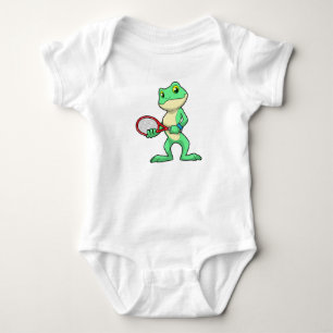 Frog at Tennis with Tennis racket Baby Bodysuit