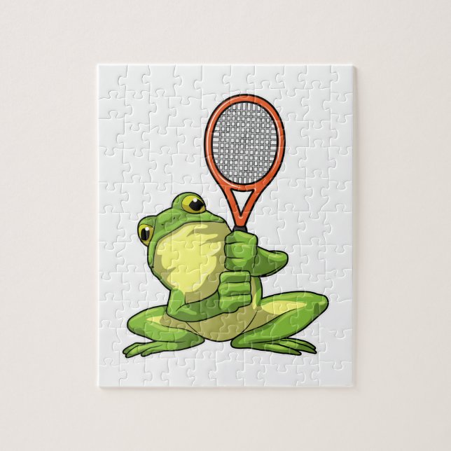 Frog at Tennis with Tennis racket Jigsaw Puzzle (Vertical)