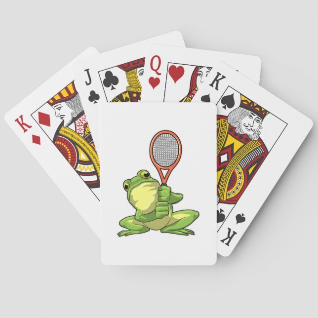 Frog at Tennis with Tennis racket Playing Cards (Back)