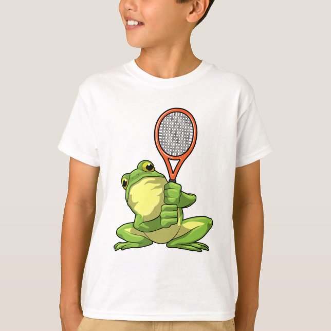 Frog at Tennis with Tennis racket T-Shirt (Front)