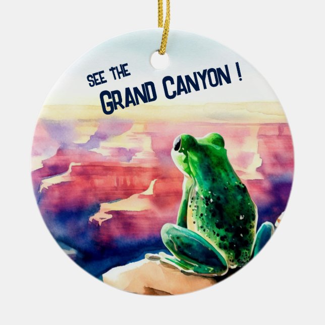 Frog at the Grand Canyon Souvenir Ceramic Ornament (Front)