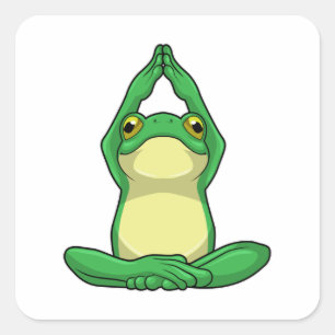 Frog at Yoga in Cross legged Square Sticker