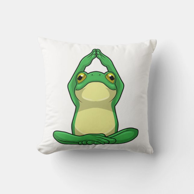 Frog at Yoga in Cross legged Throw Pillow (Front)