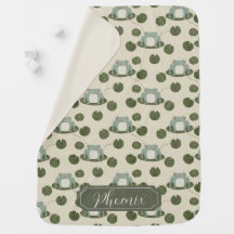 Frog Baby Blanket | Green and Beige