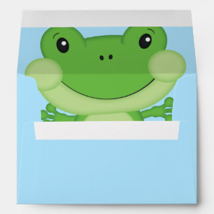 Frog Baby Shower Blue Envelope