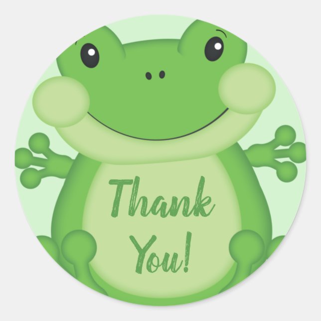 Frog Baby Shower Green Classic Round Sticker (Front)