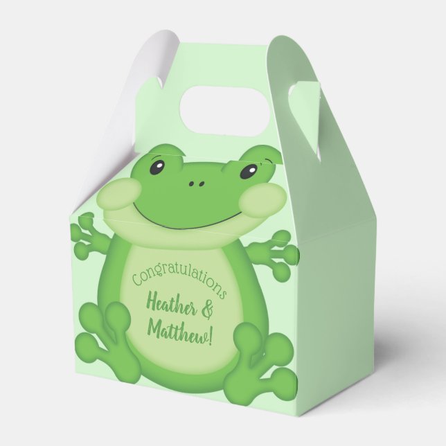Frog Baby Shower Green Favor Box (Front Side)
