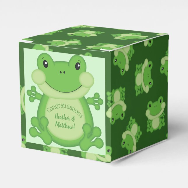 Frog Baby Shower Green Favor Box (Front Side)
