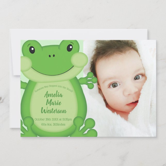 Frog Baby Shower Green Invitation (Front)
