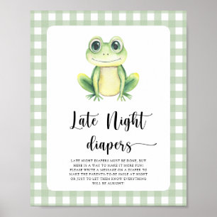 Frog baby shower - Late night diapers game Poster