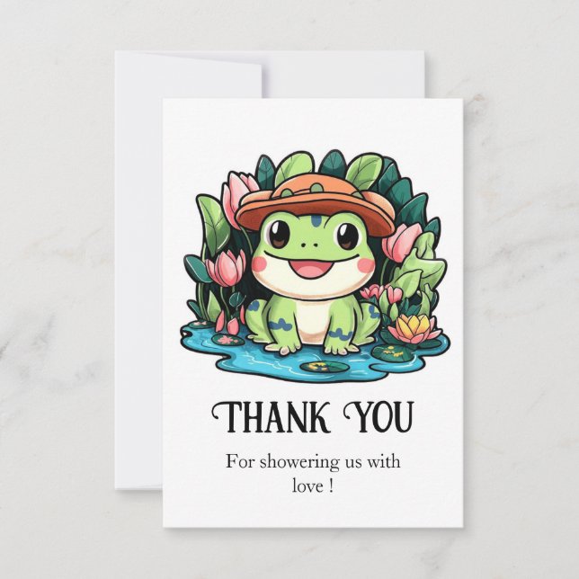Frog Baby Shower Thank You Card (Front)