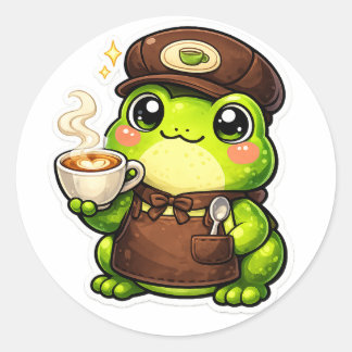 Frog Barista Classic Round Sticker