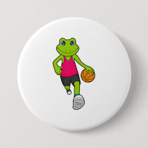 Frog Basketball player Basketball 3 Inch Round Button