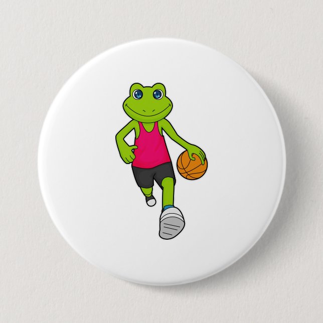 Frog Basketball player Basketball 3 Inch Round Button (Front)