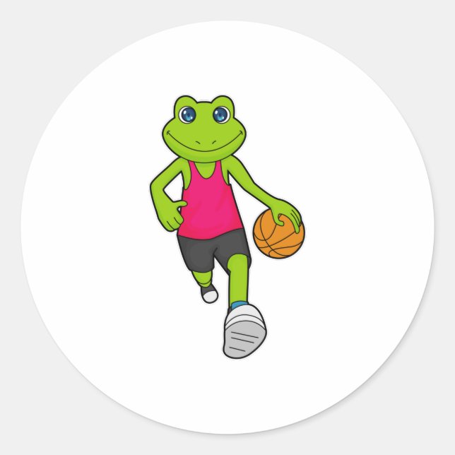 Frog Basketball player Basketball Classic Round Sticker (Front)