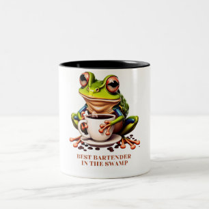 Frog- best bartender in the swamp Two-Tone coffee mug