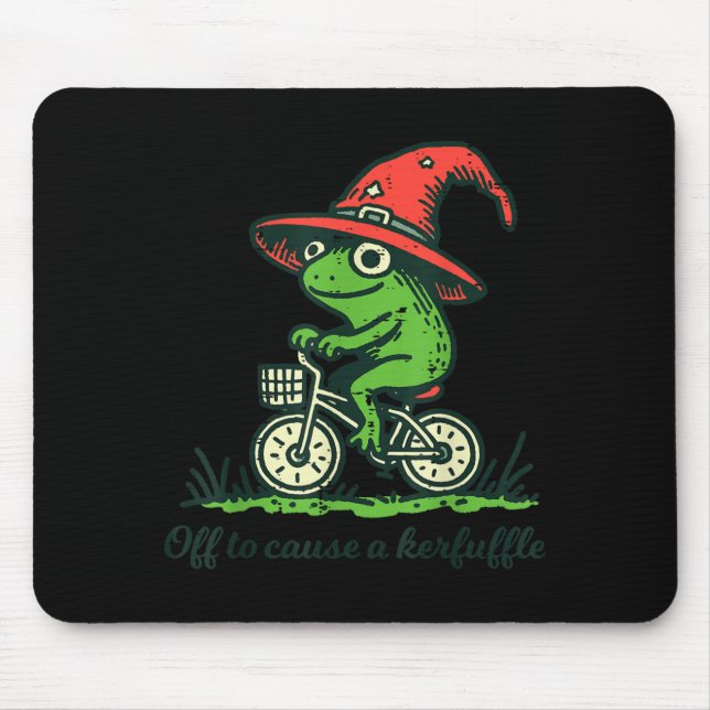 Frog Bicycle Wizard Hat Off to Cause Kerfuffle Men Mouse Pad (Front)
