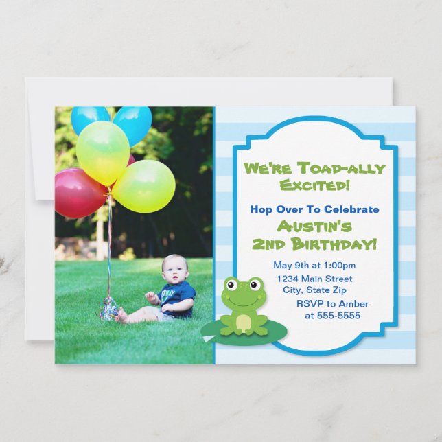 Frog Birthday Invitation, Frog 1st Birthday Invitation (Front)