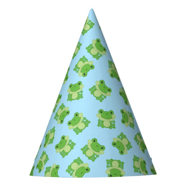 Frog Birthday Party Blue Party Hat (Front)