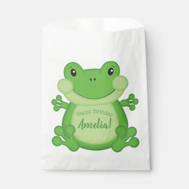 Frog Birthday Party Favour Bag (Front)
