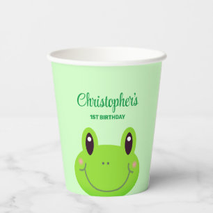 Frog birthday party green theme paper plates paper cups