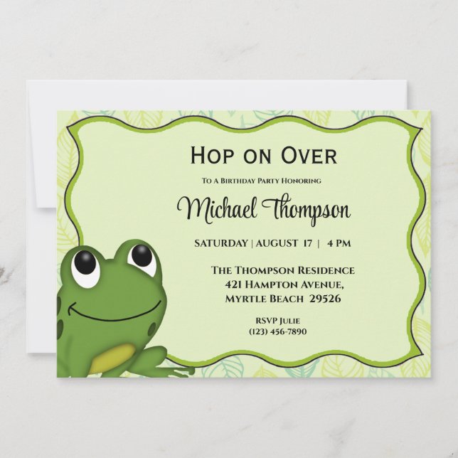 Frog Birthday Party Invitation (Front)