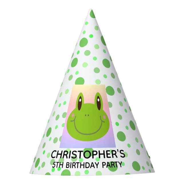 Frog Birthday Party Personalized Hat (Front)