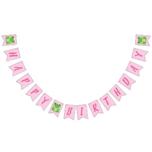 Frog Birthday Party Pink Bunting Flags