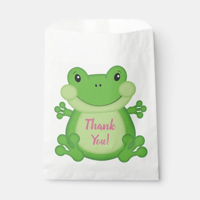Frog Birthday Party Pink Favour Bag (Front)