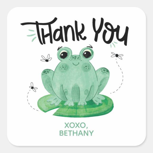Frog Birthday Thank You Sticker (Front)