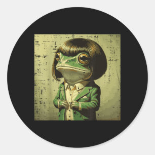 Frog Bob Haircut Bangs Wig Funny Meme Animal Men Classic Round Sticker