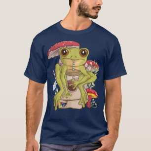 Frog Boba Bubble Tea Mushroom Aesthetic Cottagecor T-Shirt